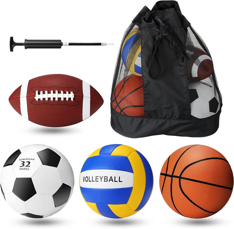 Jerify 4 Pcs Sport Balls Set Official Size Athletic Balls Include Soccer, Football, Basketball, Volleyball for Indoor Outdoor Game Youth Adult Operation Christmas Ball Gifts - Image 1